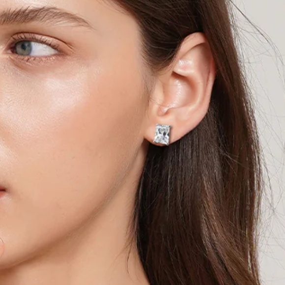 Raneecoco, Stunning Flame, Radiant Cut Stud Earrings - Picture 6 of 12